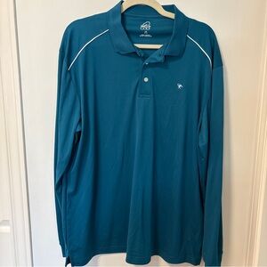 Arnold Palmer Teal Long Sleeve Golf Polo Large​ Sporty Cool Effect